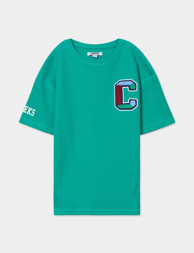 T-shirt manches courtes coton Creeks vert canard garçon