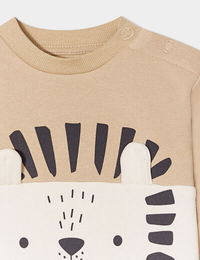 Sweat col rond manches longues coton gris foncé bébé garçon