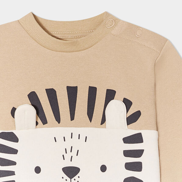 Sweat col rond manches longues coton gris foncé bébé garçon