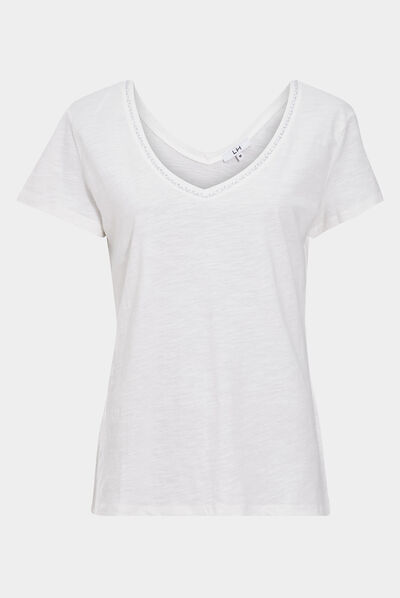 T-shirt à manches courtes blanc femme