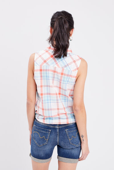 Chemise sans manches ecru femme