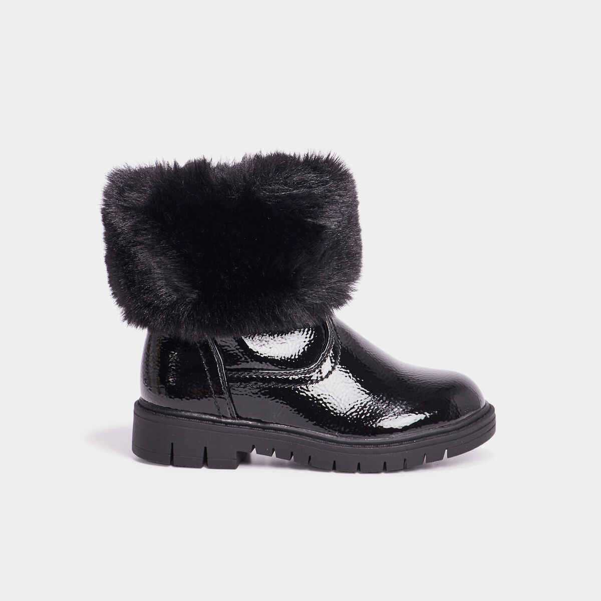 Bottines vernies fausse fourrure noir fille