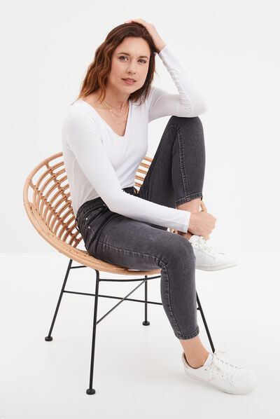 T-shirt manches longues blanc femme