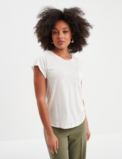 T-shirt manches courtes 1 poche Liberto blanc femme