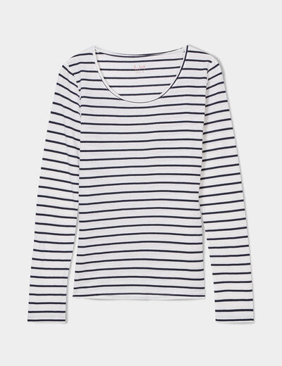 Haut marinière manches longues ecru femme