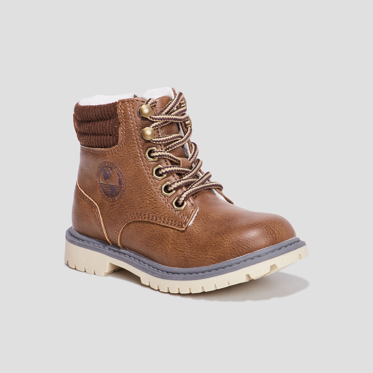 Bottines zipp&eacute;es doubl&eacute;es marron gar&ccedil;on