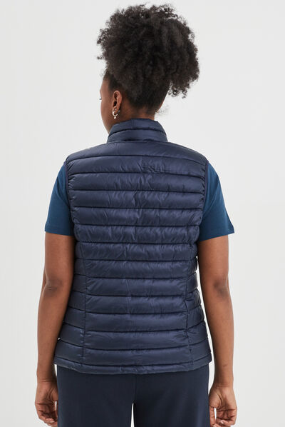 Doudoune légère droite sans manches bleu marine femme