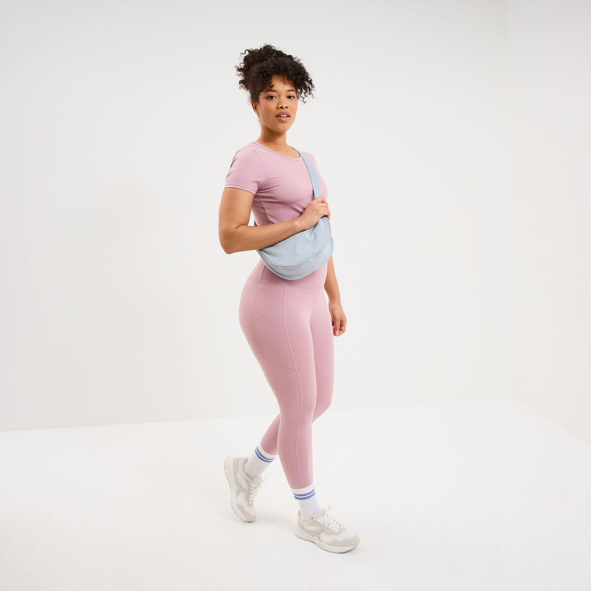 Legging de sport taille haute mauve femme