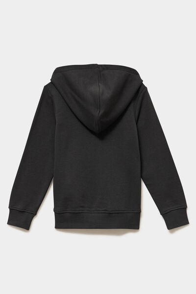 Sweat hoodie capuche sequins r&eacute;versibles gris fonc&eacute; gar&ccedil;on