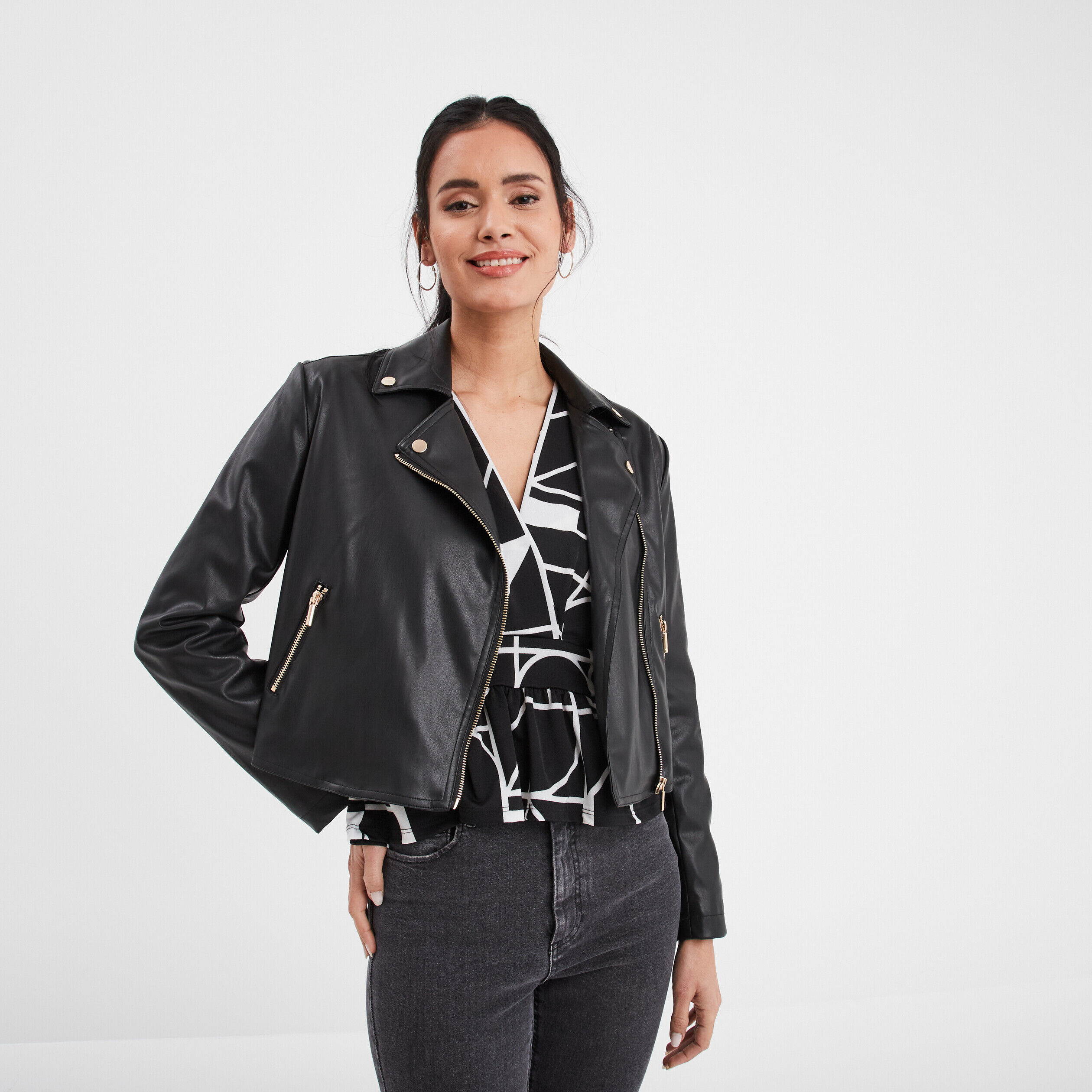 Veste esprit biker zippée Mosquitos noir femme MOSQUITOS