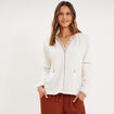 Blouse droite col tunisien avec pompons ecru femme