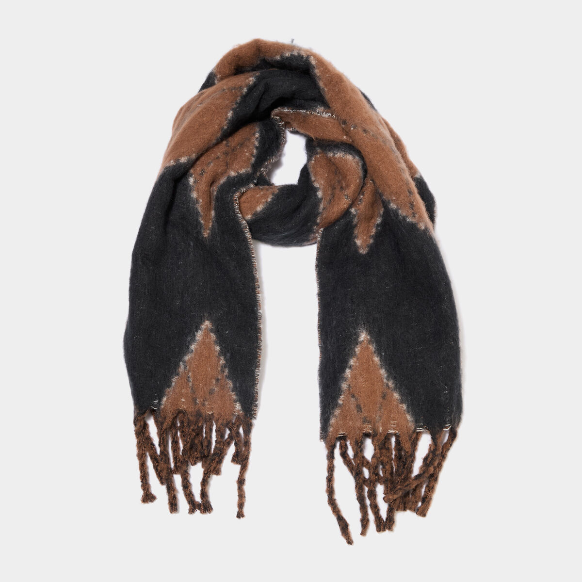 &Eacute;charpe avec franges noir femme