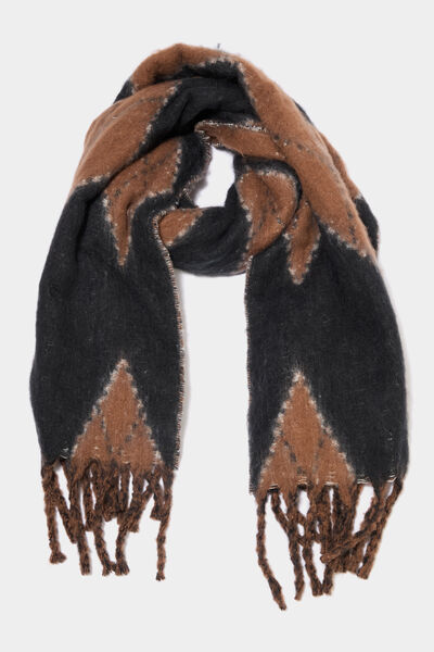 &Eacute;charpe avec franges noir femme