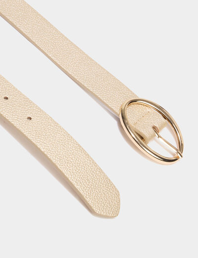 Ceinture boucle ovale couleur or femme