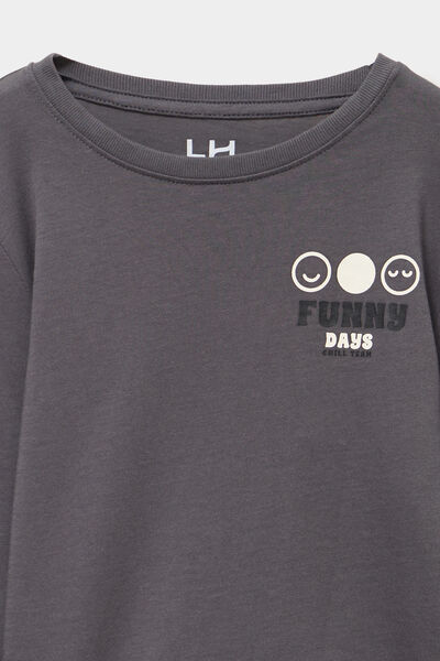 T-shirt manches longues coton gris fonc&eacute; gar&ccedil;on