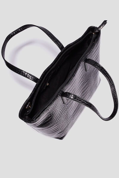 Sac cabas texturé noir femme