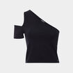 T-shirt cropped asymétrique noir femme
