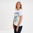 T-shirt manches courtes coton Stitch blanc femme
