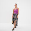 Jupe midi fendue fluide noir femme