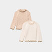 Lot 2 t-shirts sous pulls &agrave; col roul&eacute; beige b&eacute;b&eacute; fille