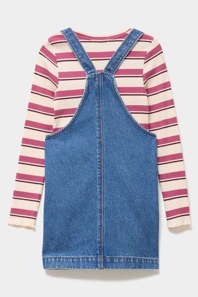 Ensemble robe salopette et t-shirt denim stone fille