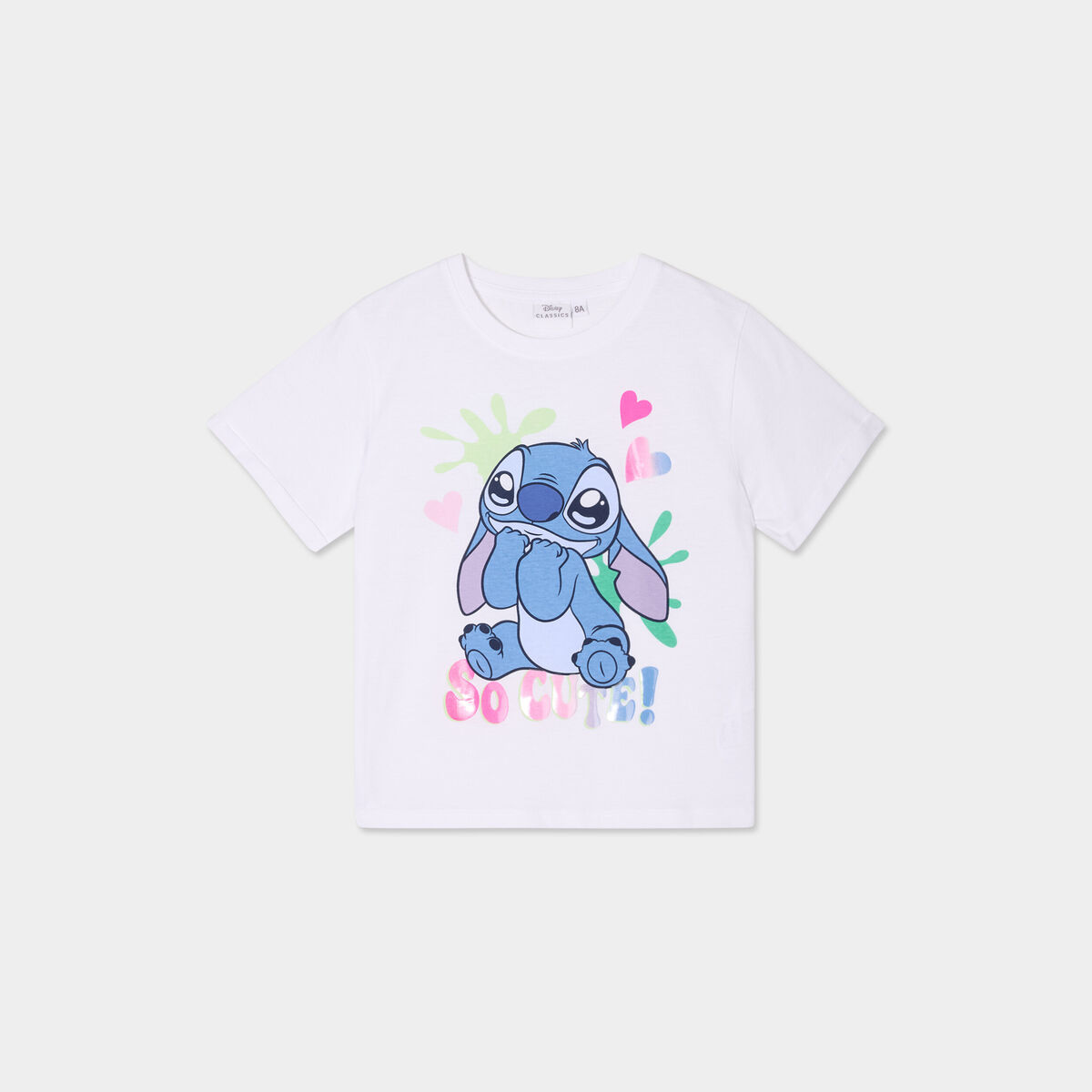 T-shirt manches courtes coton Stitch blanc fille
