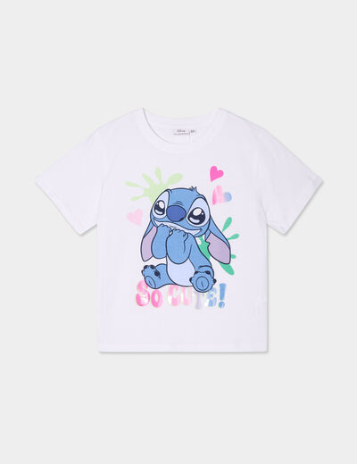 T-shirt manches courtes coton Stitch blanc fille