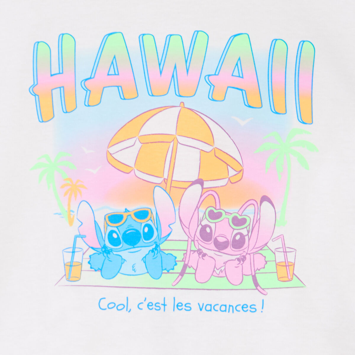 T-shirt manches courtes coton Stitch blanc fille