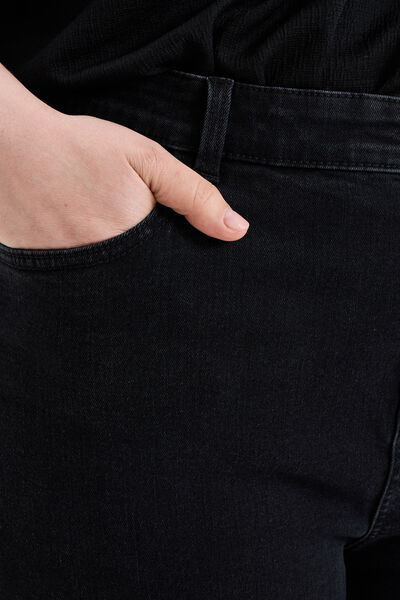 Jeans droit taille haute denim noir femme grande taille