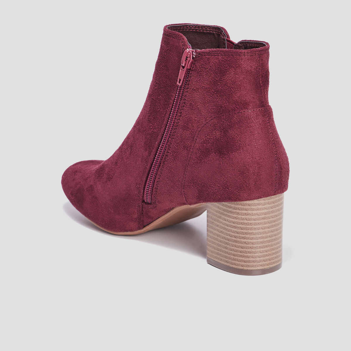 Bottines suédines à talons bordeaux femme