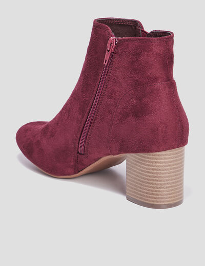 Bottines suédines à talons bordeaux femme