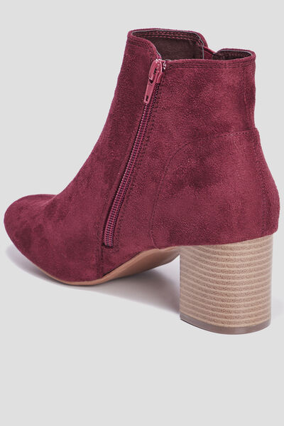 Bottines suédines à talons bordeaux femme