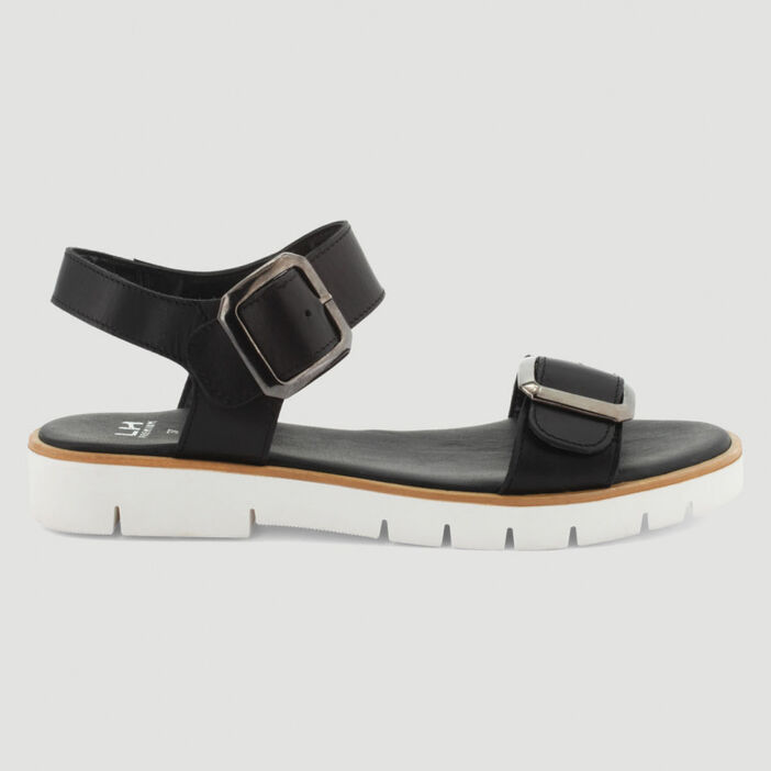 Sandales sport en cuir femme noir