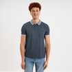 Polo slim manches courtes stretch bleu marine homme