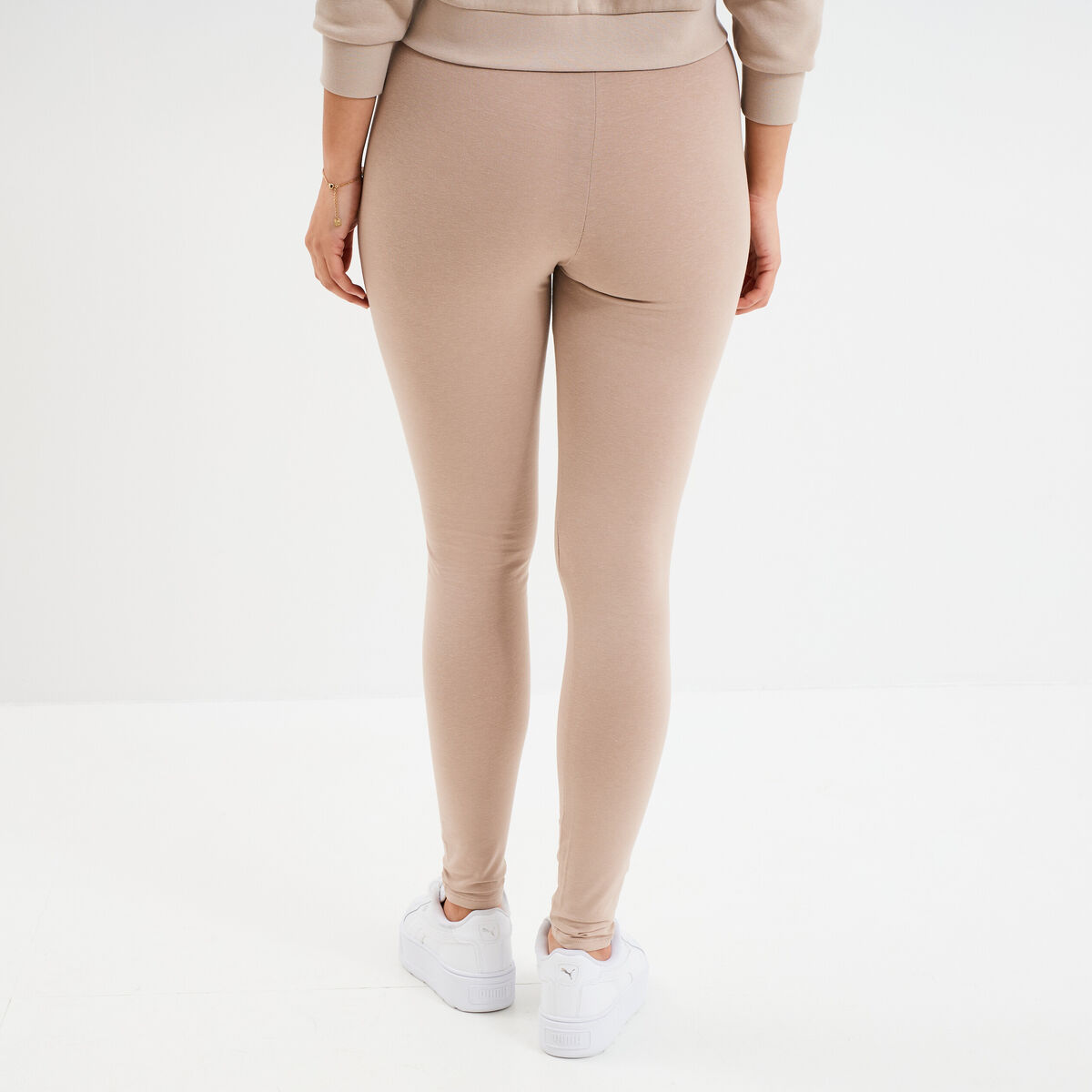 Legging long taille haute sable femme