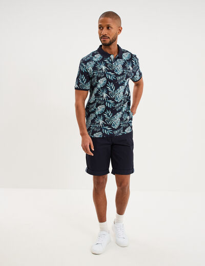 Polo jersey coton manches courtes bleu fonc&eacute; homme