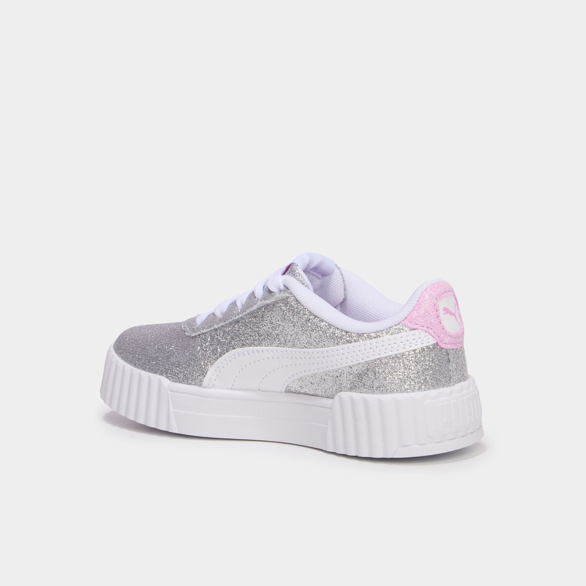 Baskets &agrave; paillettes Puma Carina gris argent fille