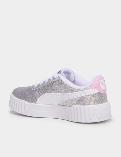Baskets &agrave; paillettes Puma Carina gris argent fille