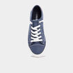 Tennis basses en toile &agrave; lacets bleu marine homme
