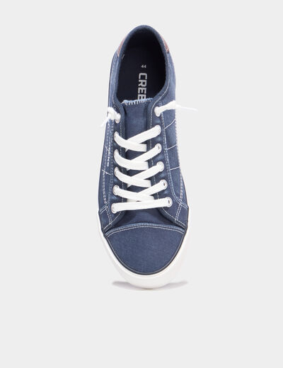 Tennis basses en toile &agrave; lacets bleu marine homme