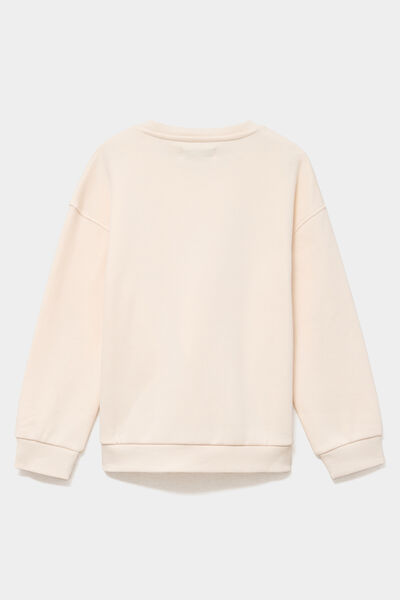 Sweat oversize &agrave; sequins col rond ivoire fille