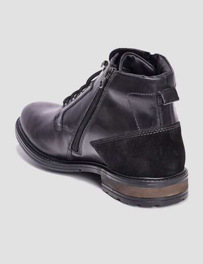 Boots zippées en cuir noir homme
