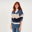 Pull col V ajour&eacute; manches longues bleu ciel femme