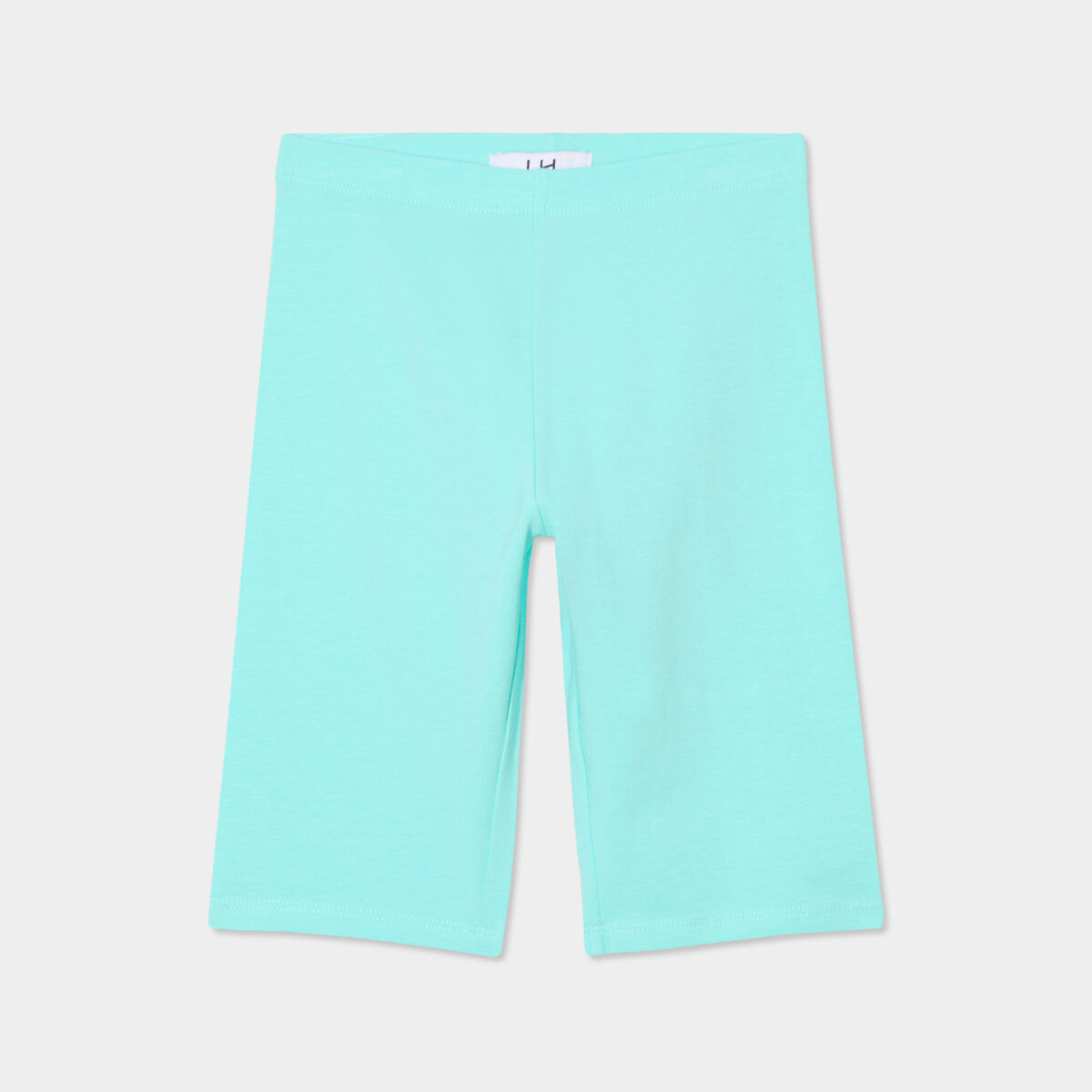 Short cycliste coton taille &eacute;lastiqu&eacute;e bleu turquoise fille