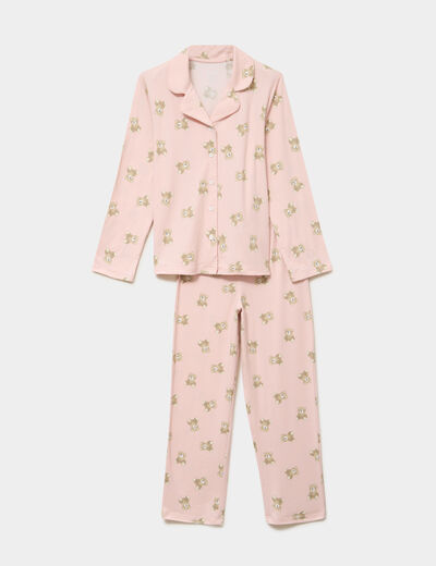 Ensemble pyjama chemise et pantalon vieux rose fille
