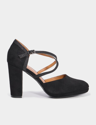 Escarpins &agrave; talons avec bride noir femme