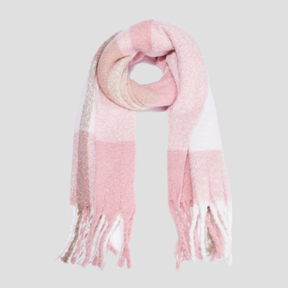 Écharpe à franges rose clair femme