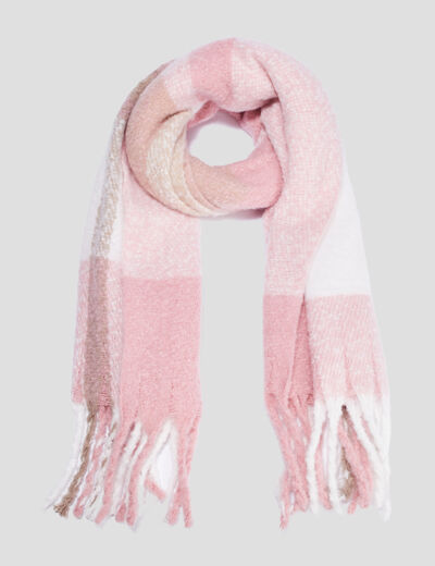 Écharpe à franges rose clair femme