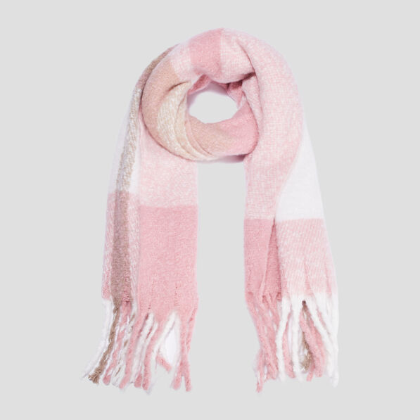 Écharpe à franges rose clair femme
