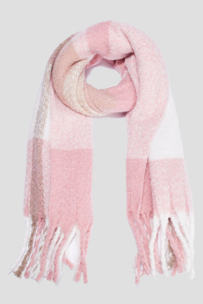 Écharpe à franges rose clair femme